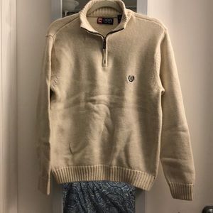 Men’s cream colored quarter zip sweater, size Sm